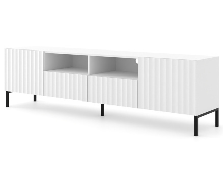 Meuble TV pieds noirs 2 tiroirs 200 cm Lara