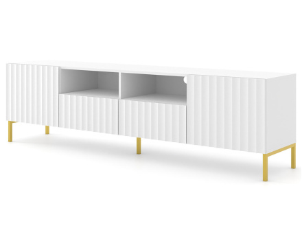 Meuble TV pieds dorés 2 tiroirs 200 cm Lara