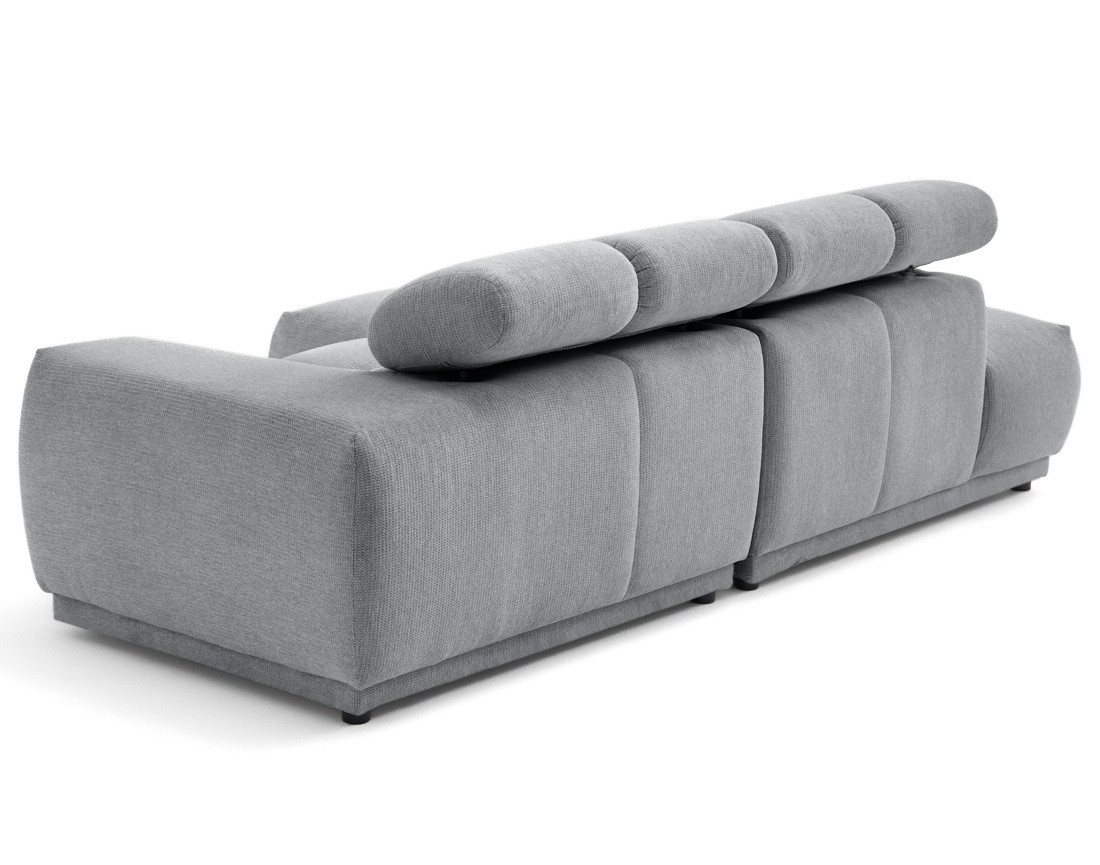 Canapé d'angle gauche 3 places avec têtières réglables en tissu texturé Matera