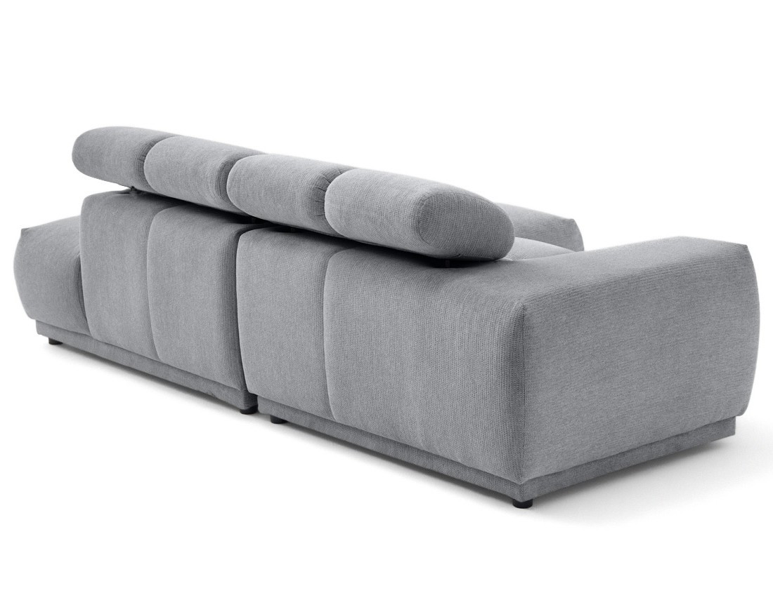 Canapé d'angle droit 3 places avec têtières réglables en tissu texturé Matera
