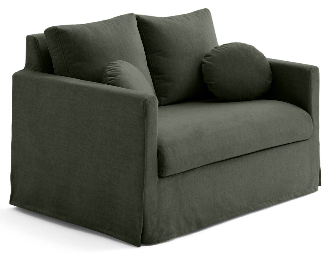 Canapé droit déhoussable 2 places en velours Serena