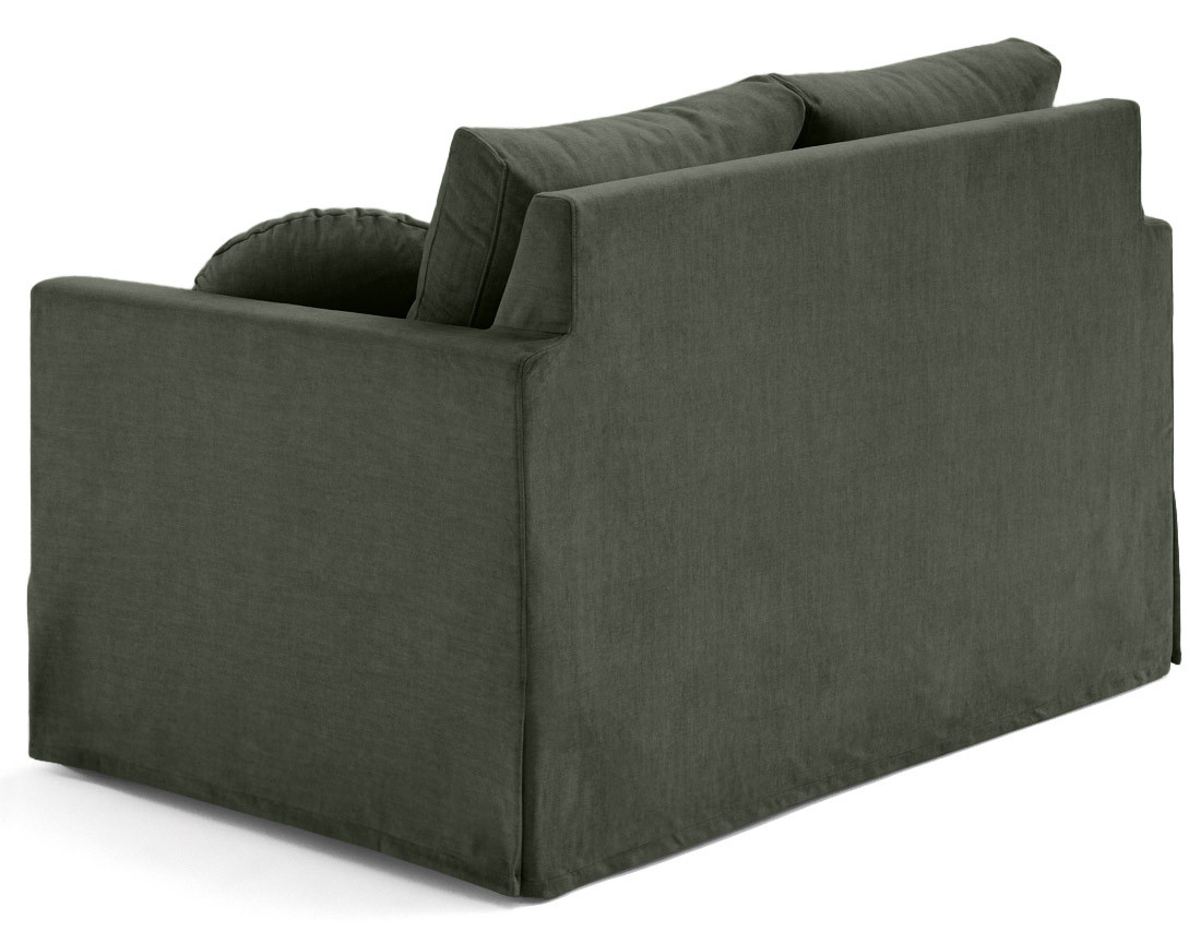 Canapé droit déhoussable 2 places en velours Serena