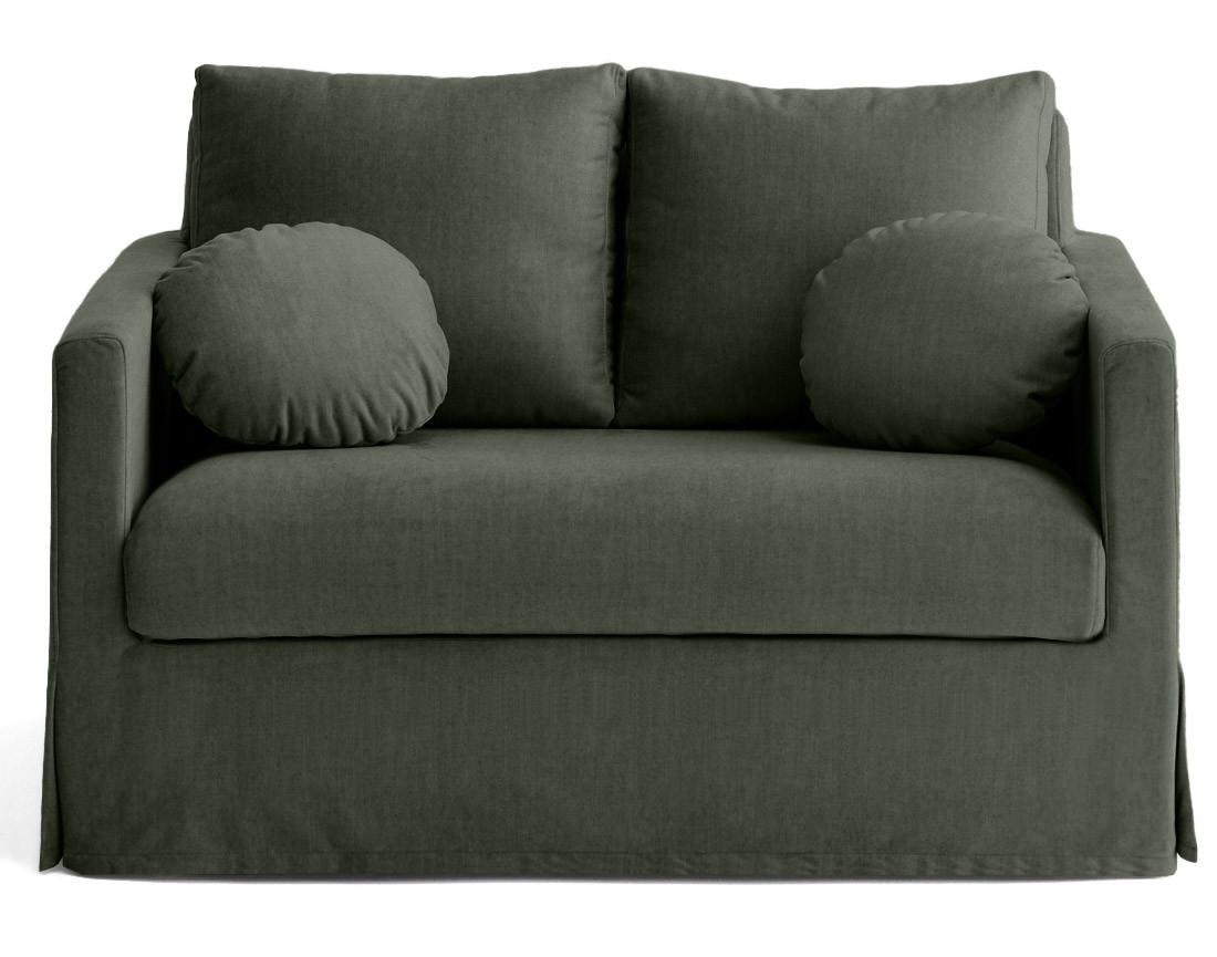 Canapé droit déhoussable 2 places en velours Serena