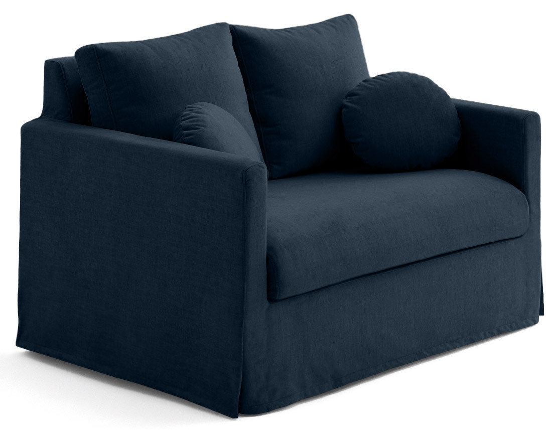 Canapé droit déhoussable 2 places en velours Serena