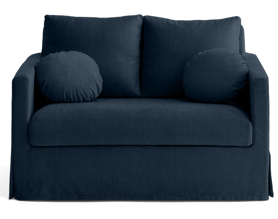 Canapé droit déhoussable 2 places en velours Serena