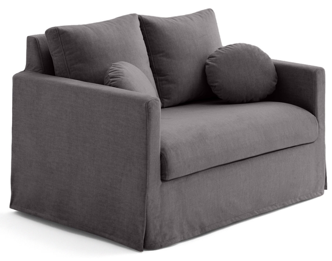 Canapé droit déhoussable 2 places en velours Serena