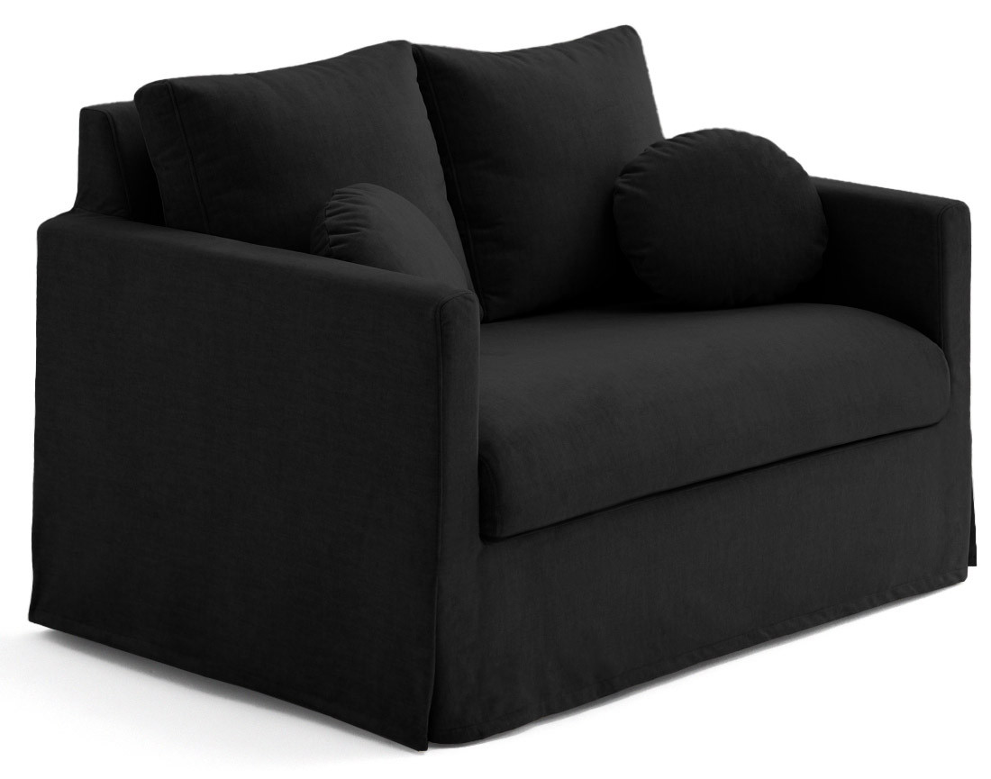 Canapé droit déhoussable 2 places en velours Serena