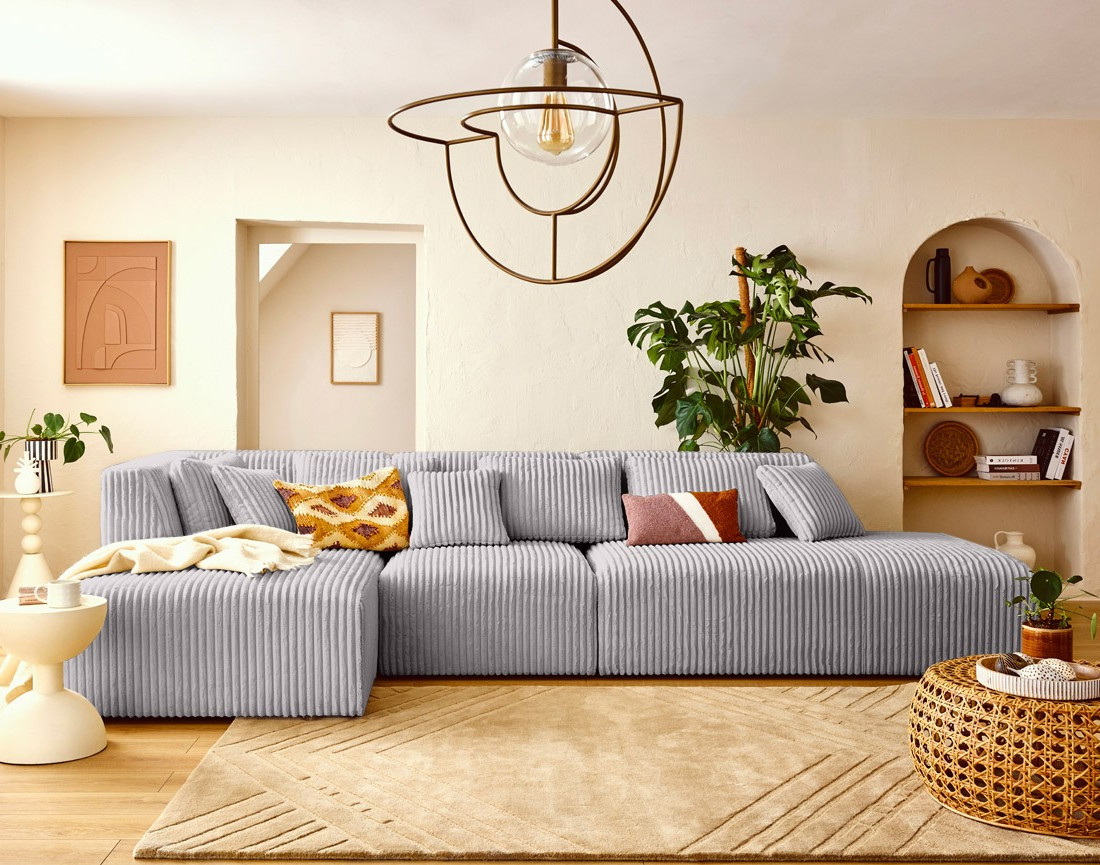 Module d'assise droit en velours côtelé grosses côtes Victoire