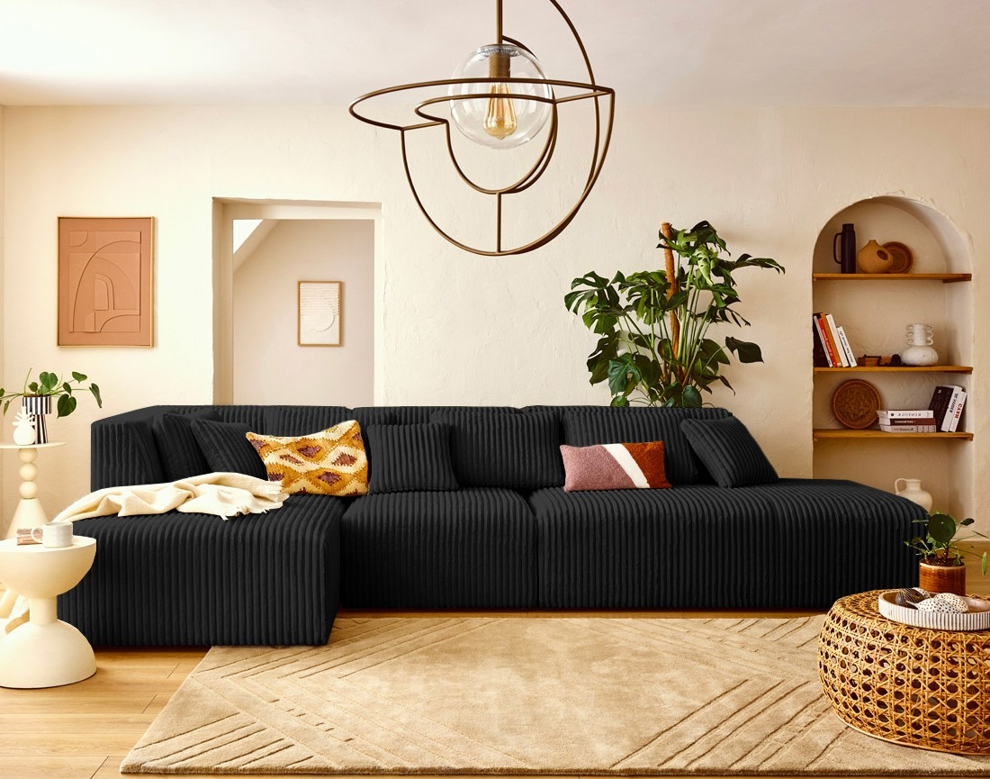 Module d'assise droit en velours côtelé grosses côtes Victoire