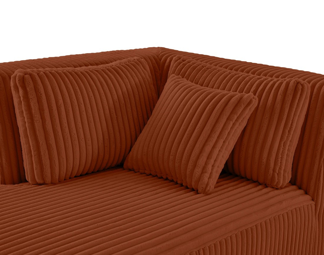 Module d'assise méridienne gauche en velours côtelé grosses côtes Victoire