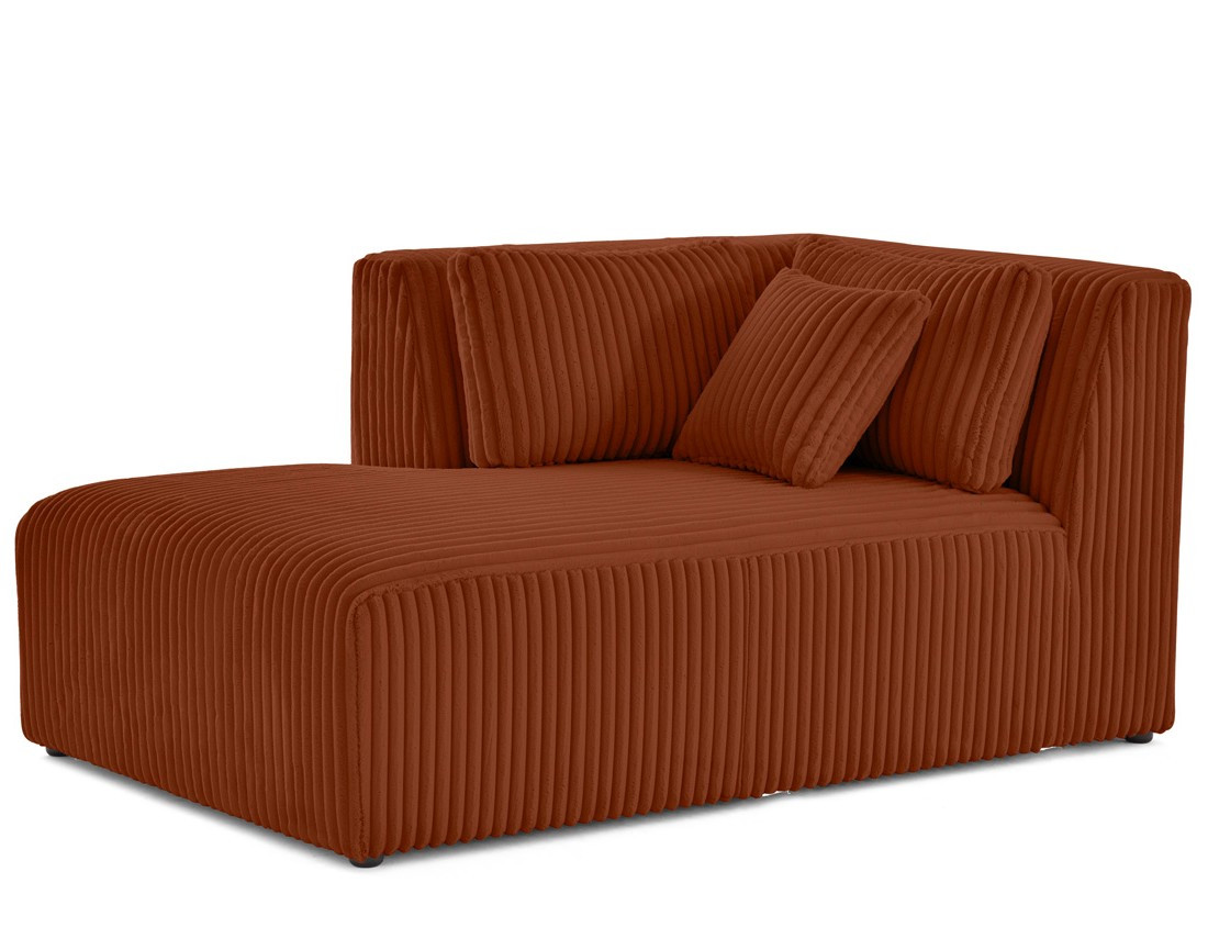 Module d'assise méridienne gauche en velours côtelé grosses côtes Victoire