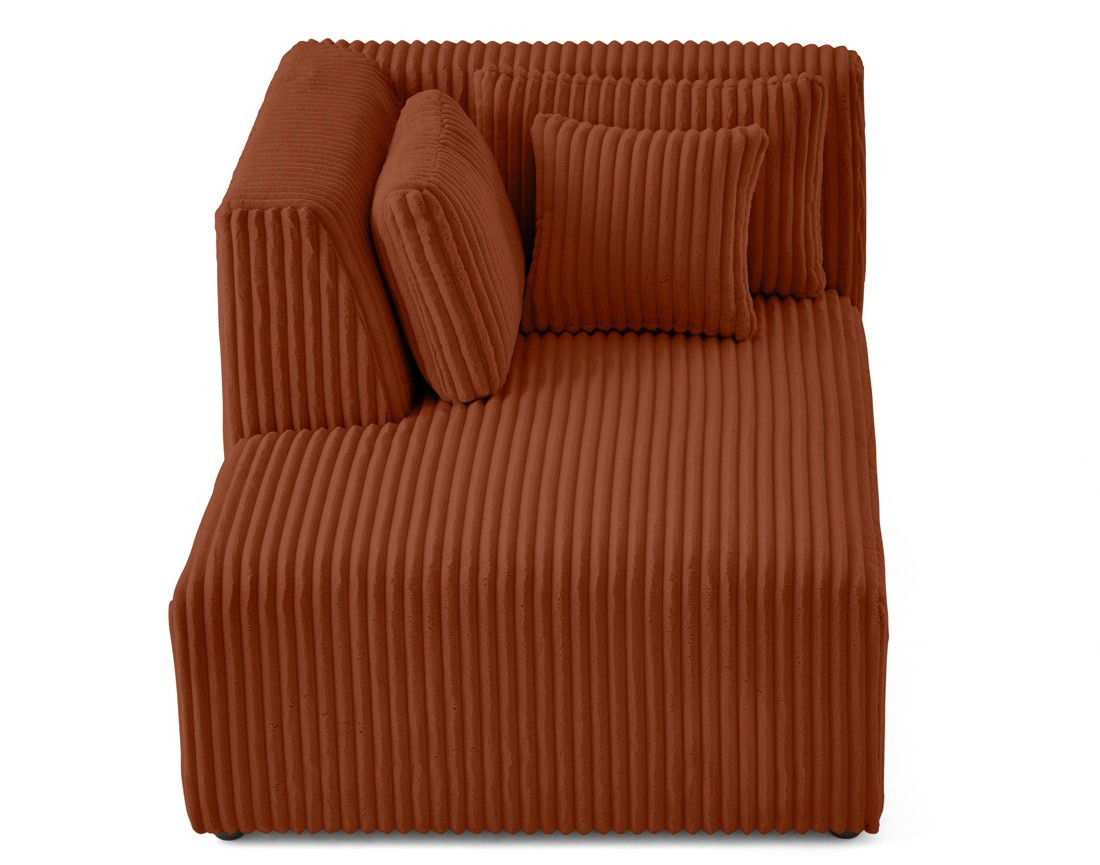 Module d'assise méridienne gauche en velours côtelé grosses côtes Victoire