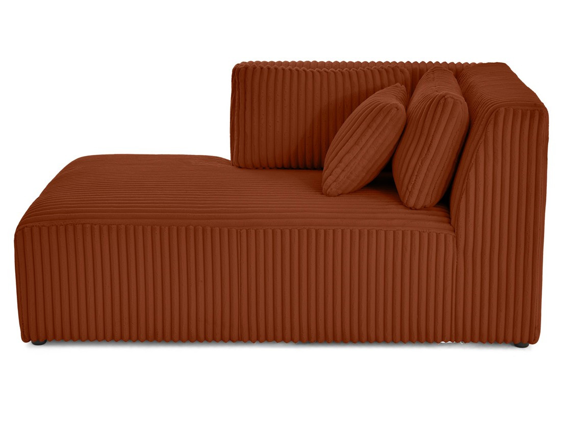 Module d'assise méridienne gauche en velours côtelé grosses côtes Victoire