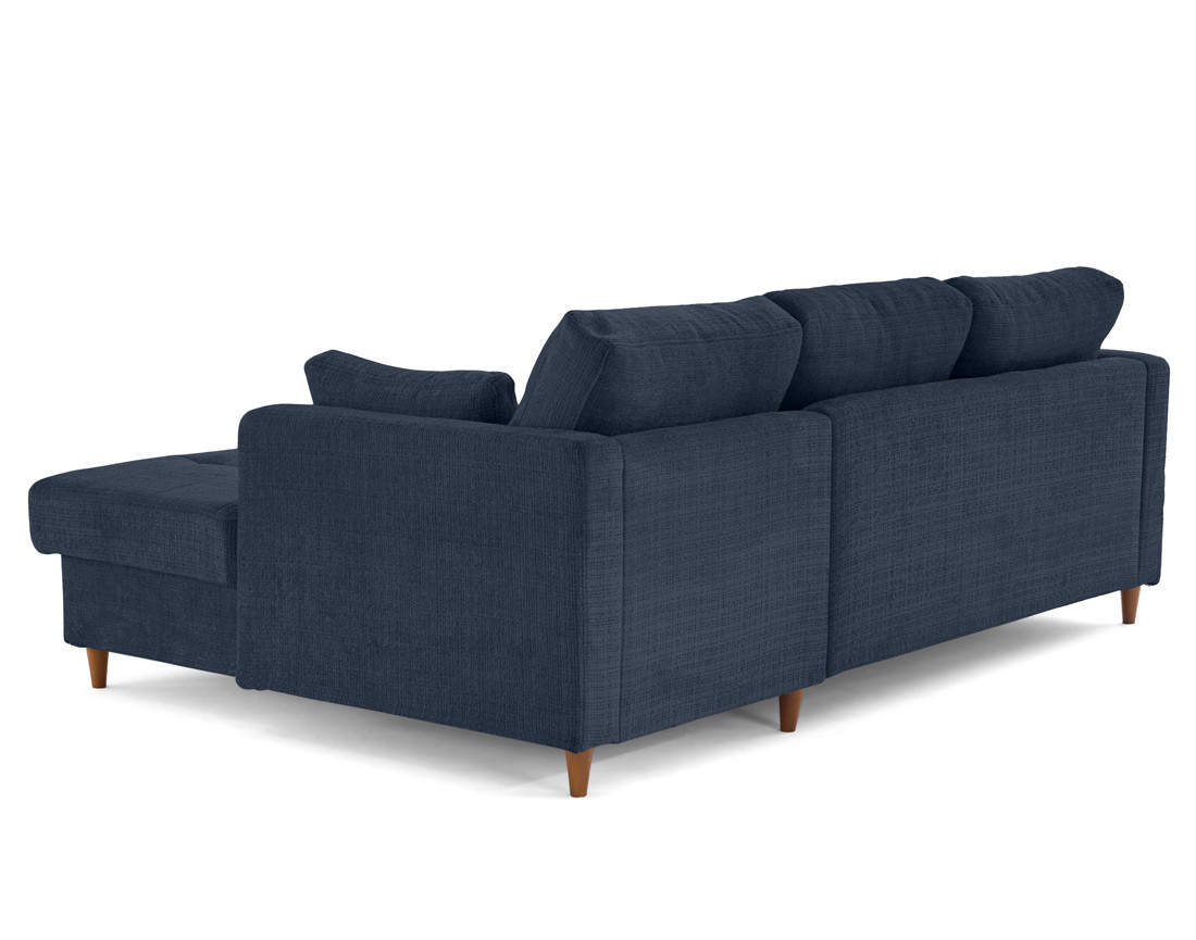 Canapé d'angle droit 4 places convertible avec coffre en velours texturé Anna