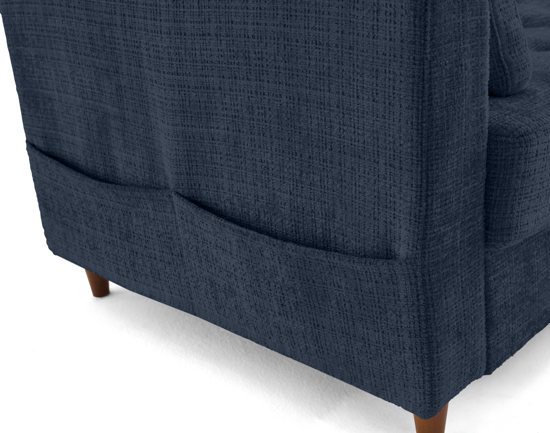 Canapé d'angle droit 4 places convertible avec coffre en velours texturé Anna