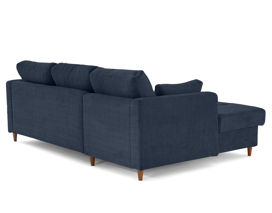 Canapé d'angle gauche 4 places convertible avec coffre en velours texturé Anna