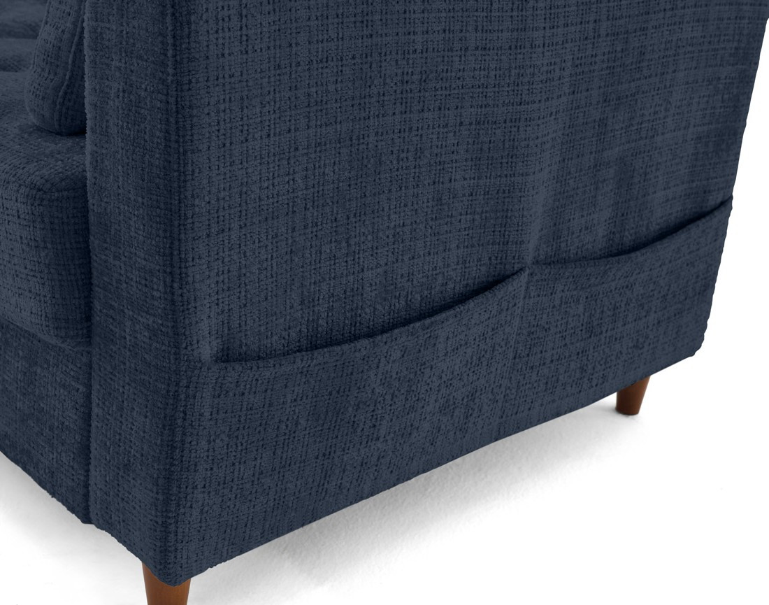 Canapé d'angle gauche 4 places convertible avec coffre en velours texturé Anna