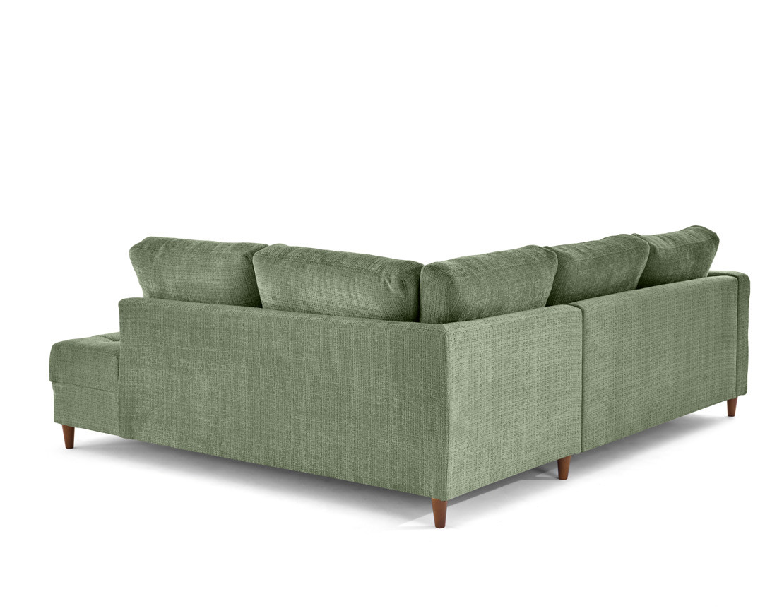 Canapé d'angle droit 5 places convertible en velours texturé Anna