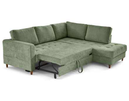 Canapé d'angle droit 5 places convertible en velours texturé Anna