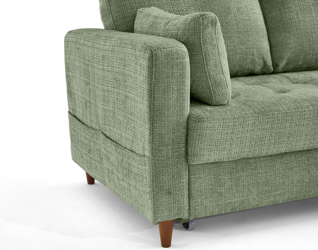 Canapé d'angle droit 5 places convertible en velours texturé Anna