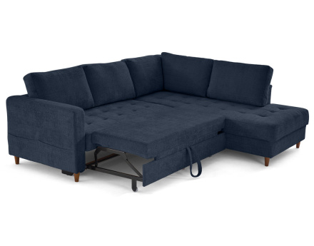 Canapé d'angle droit 5 places convertible en velours texturé Anna