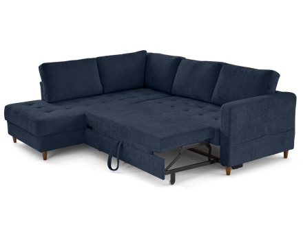 Canapé d'angle gauche 5 places convertible en velours texturé Anna