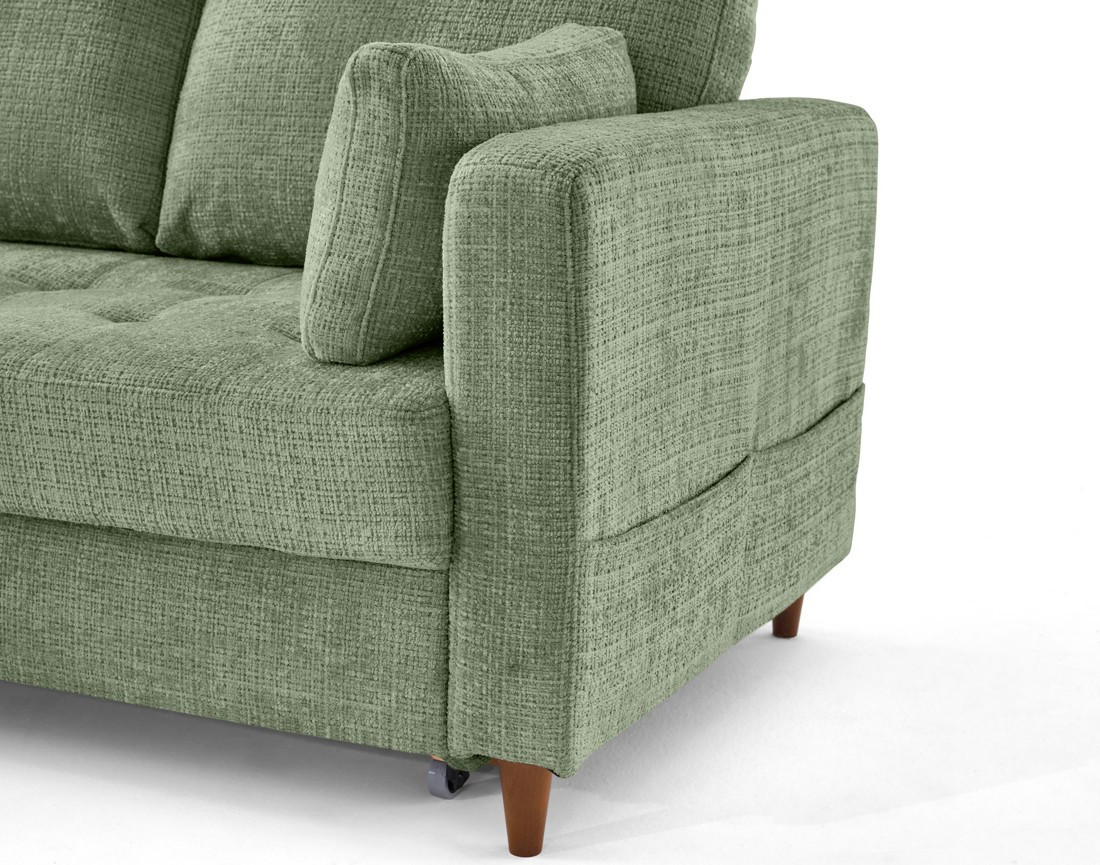 Canapé d'angle gauche 5 places convertible en velours texturé Anna