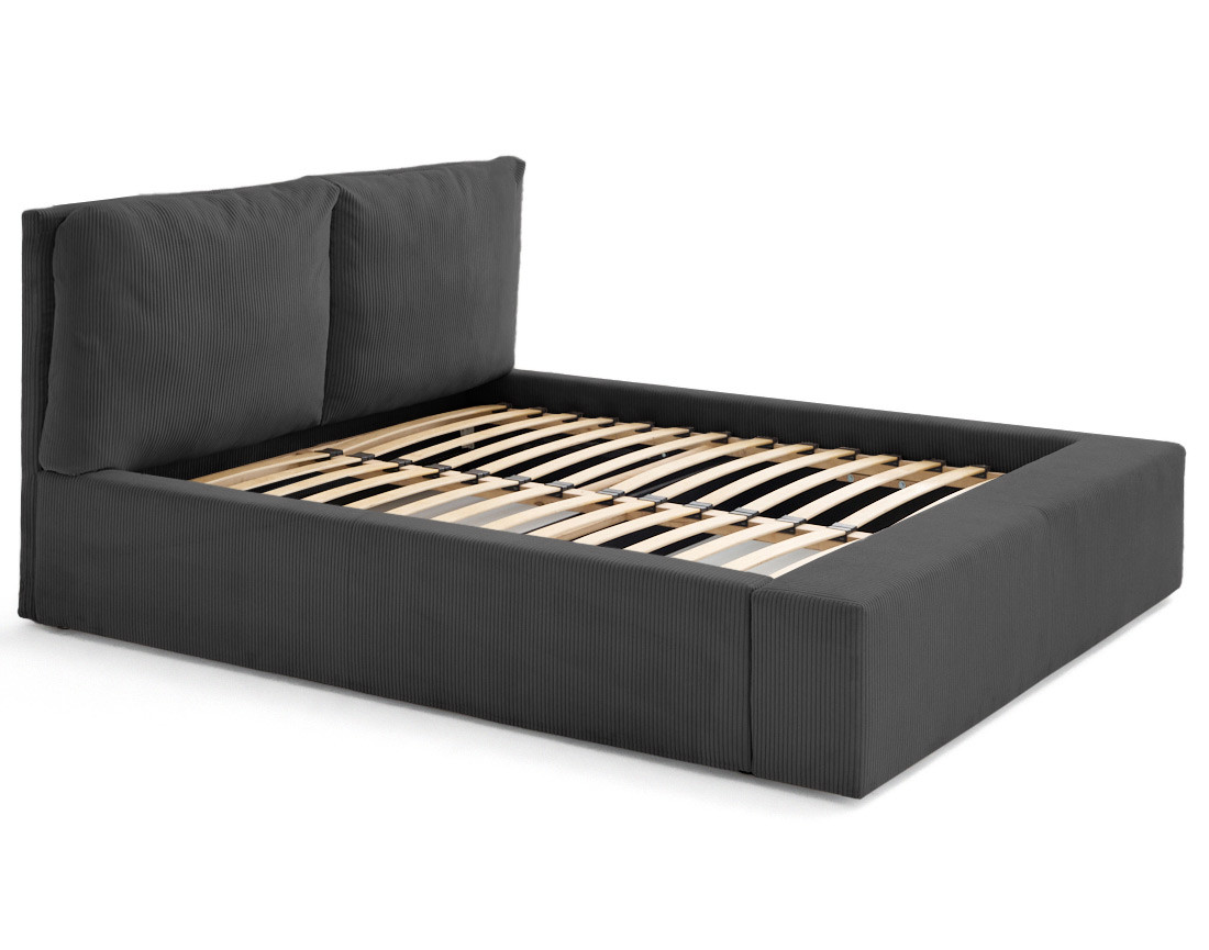 Lit coffre 140x190 en velours côtelé sommier inclus Pivoine