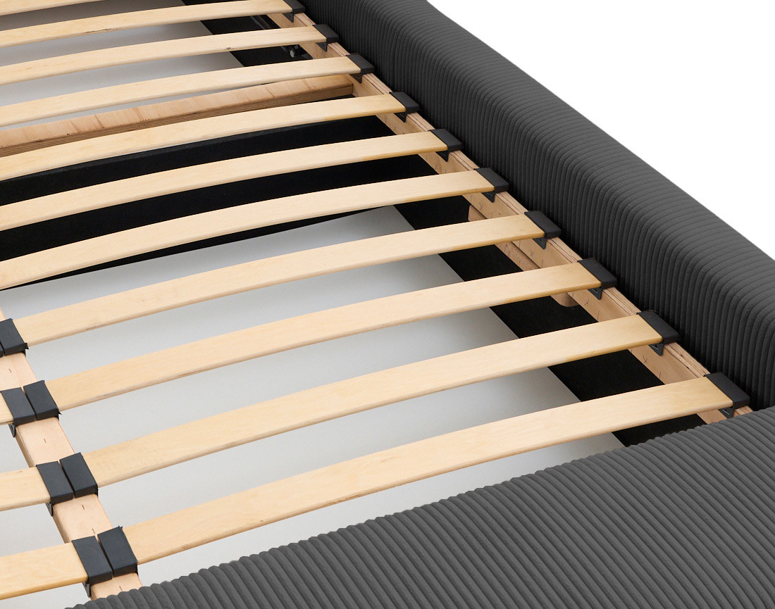 Lit coffre 140x190 en velours côtelé sommier inclus Pivoine