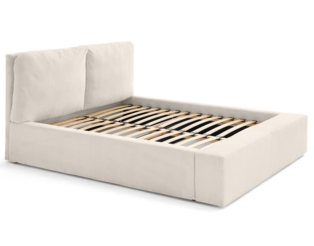 Lit coffre 140x190 en velours côtelé sommier inclus Pivoine
