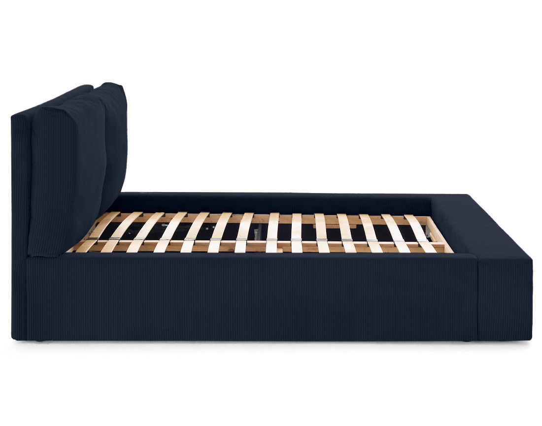 Lit coffre 140x190 en velours côtelé sommier inclus Pivoine