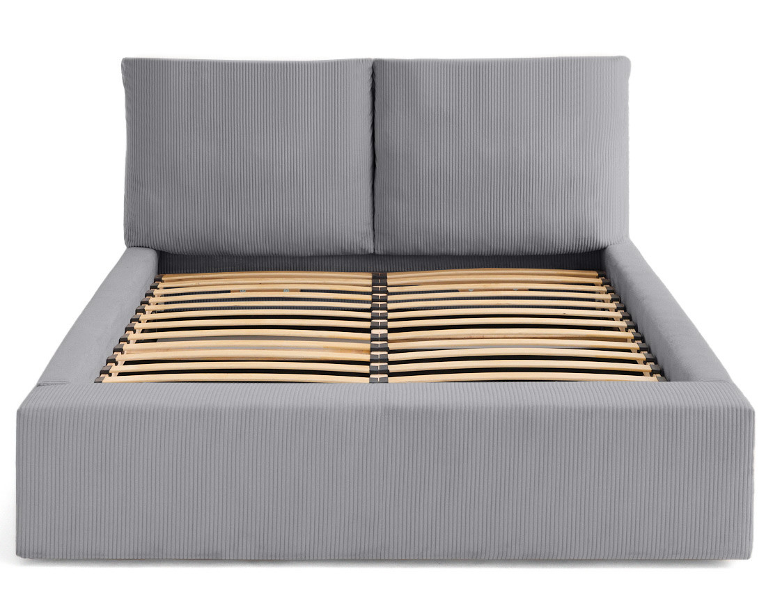 Lit coffre 140x190 en velours côtelé sommier inclus Pivoine