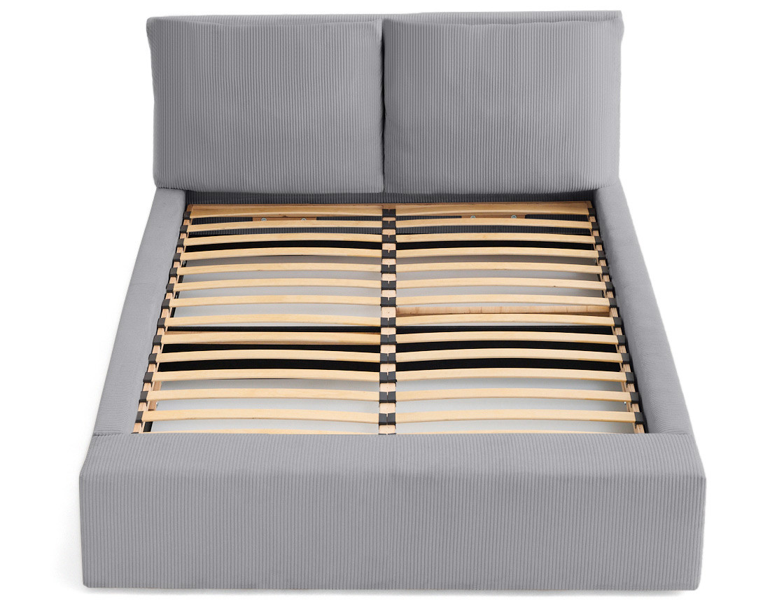 Lit coffre 140x190 en velours côtelé sommier inclus Pivoine