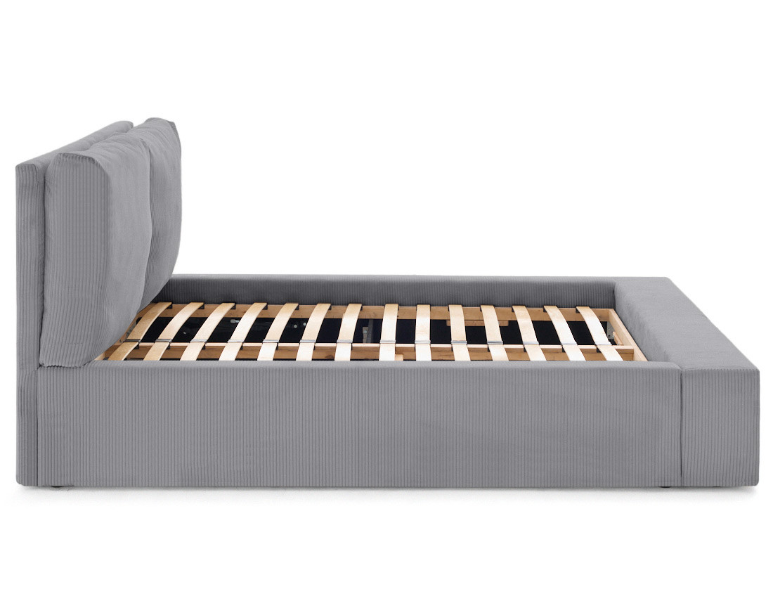 Lit coffre 140x190 en velours côtelé sommier inclus Pivoine