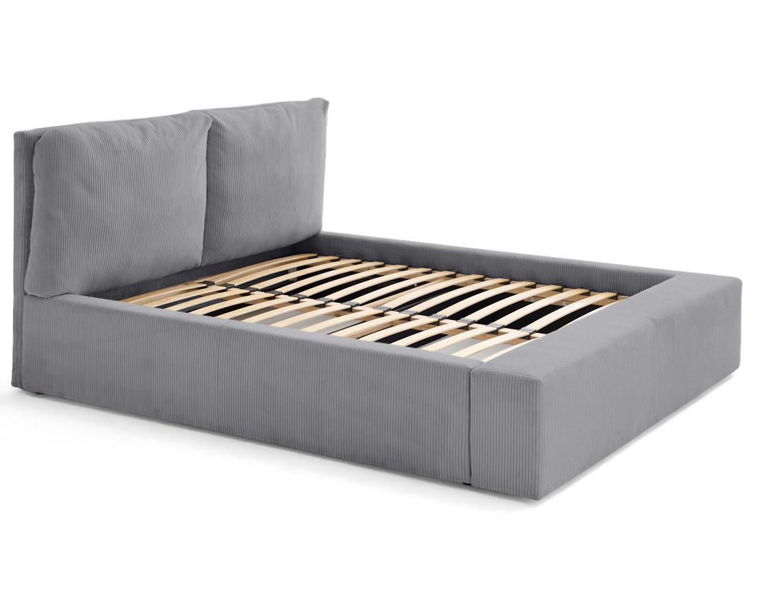 Lit coffre 140x190 en velours côtelé sommier inclus Pivoine