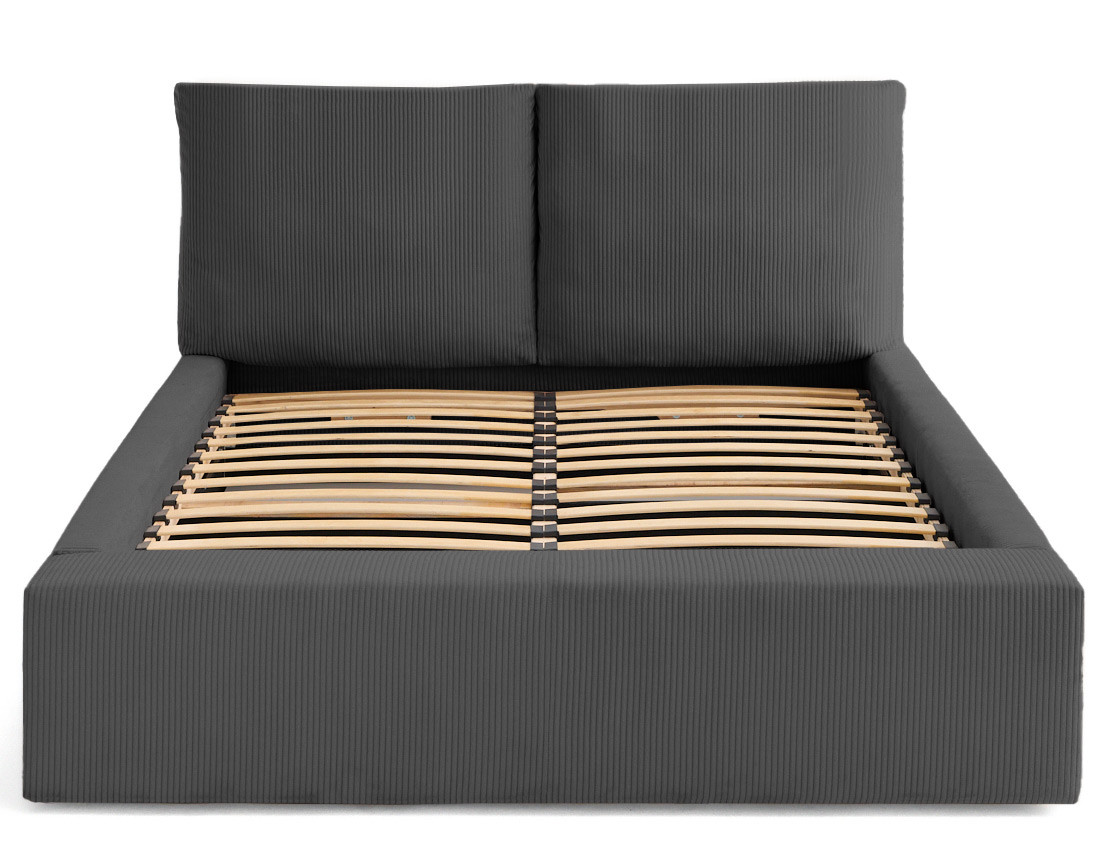 Lit coffre 140x190 en velours côtelé sommier inclus Pivoine