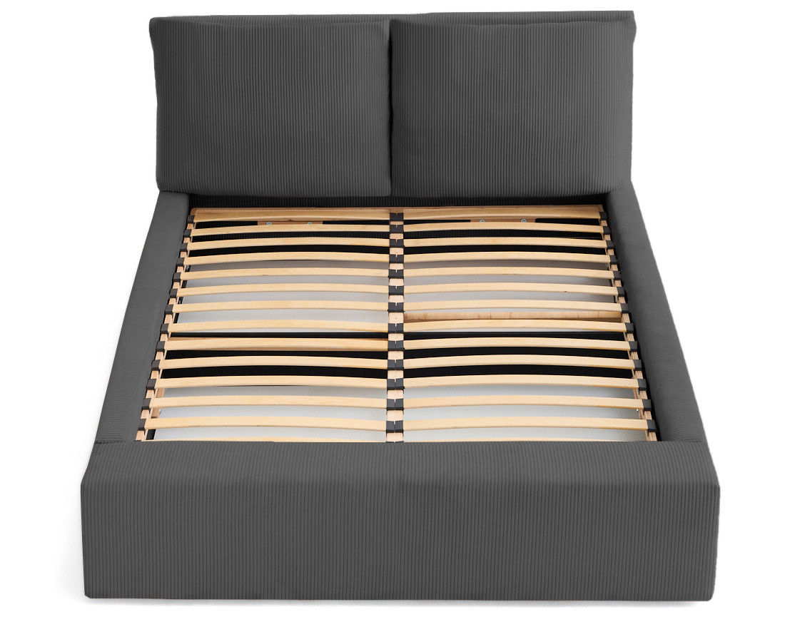 Lit coffre 140x190 en velours côtelé sommier inclus Pivoine