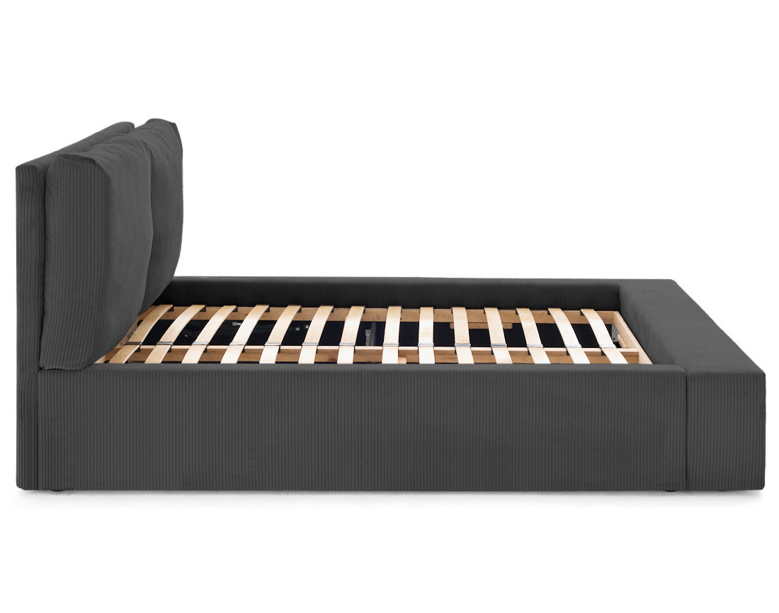 Lit coffre 140x190 en velours côtelé sommier inclus Pivoine