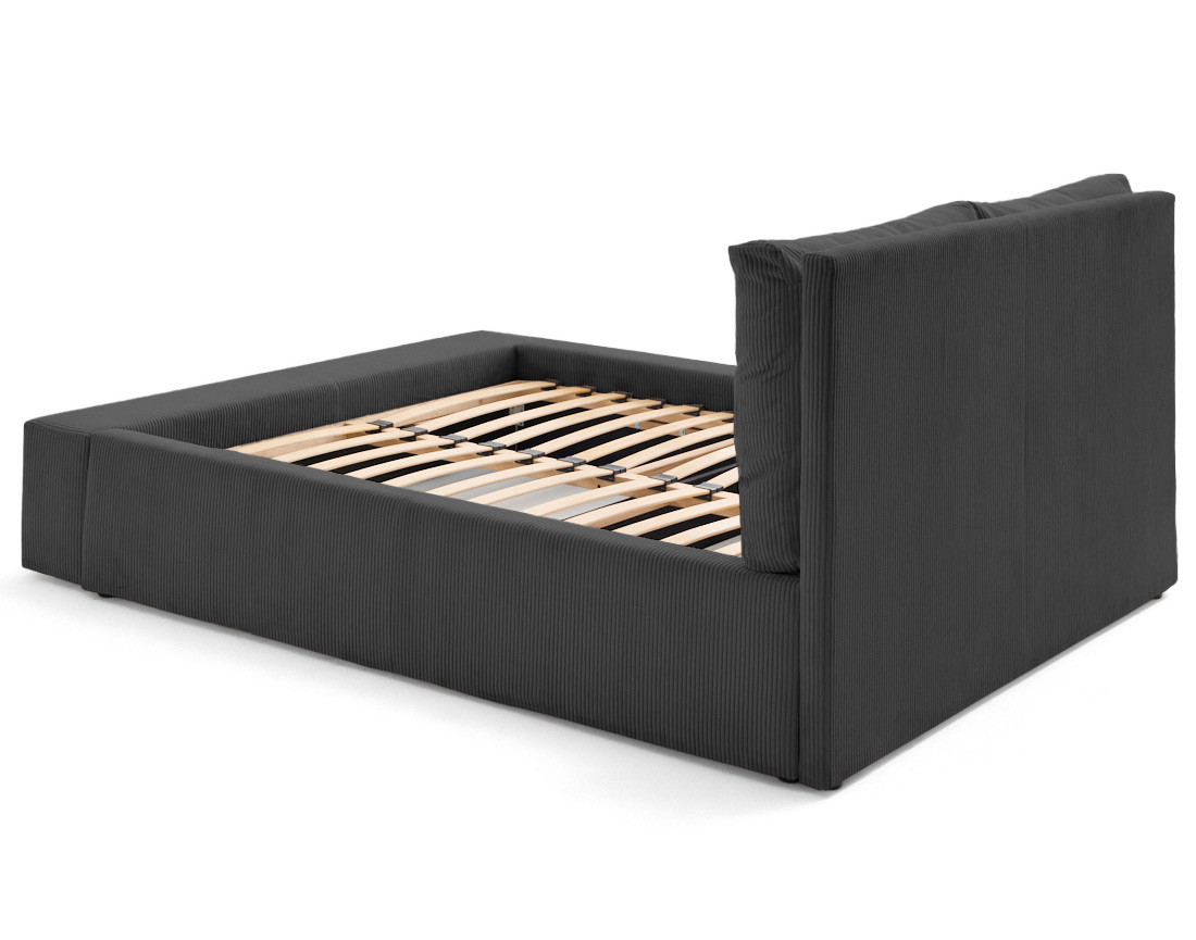 Lit coffre 140x190 en velours côtelé sommier inclus Pivoine