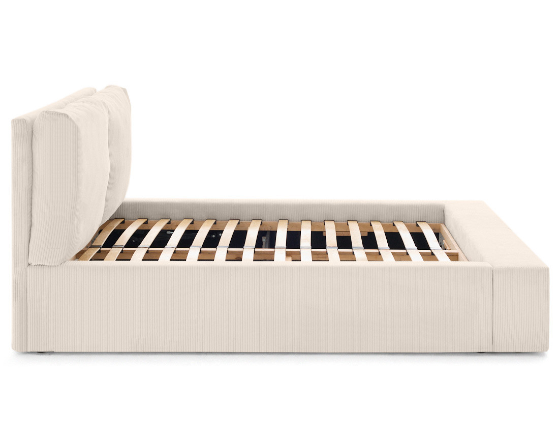 Lit coffre 160x200 en velours côtelé sommier inclus Pivoine