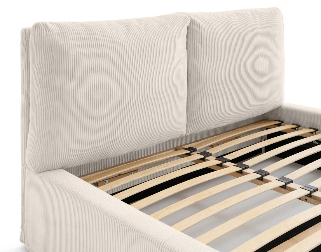 Lit coffre 160x200 en velours côtelé sommier inclus Pivoine