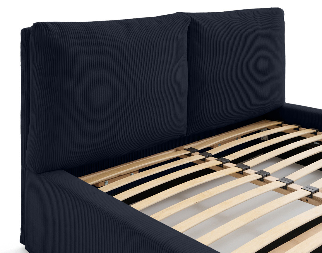 Lit coffre 160x200 en velours côtelé sommier inclus Pivoine