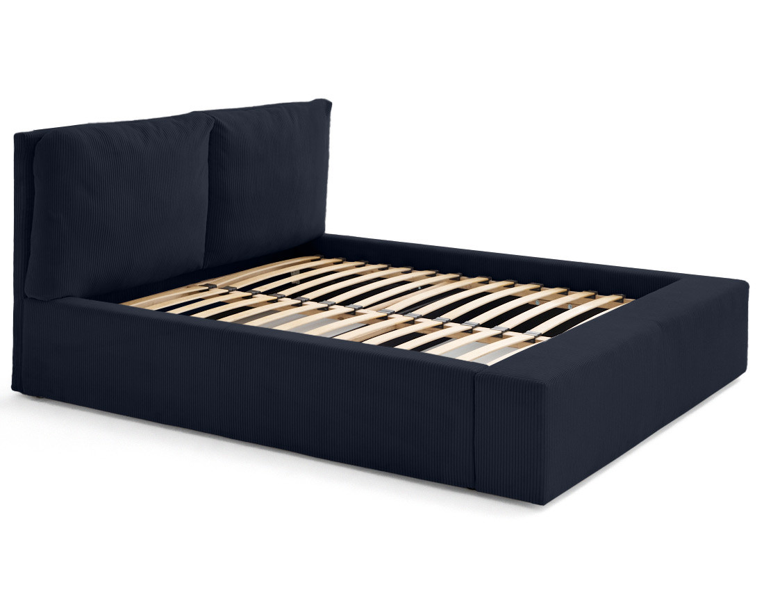 Lit coffre 160x200 en velours côtelé sommier inclus Pivoine