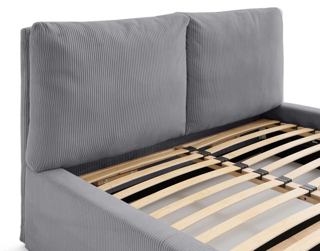 Lit coffre 160x200 en velours côtelé sommier inclus Pivoine