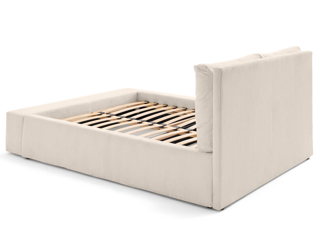 Lit coffre 180x200 en velours côtelé sommier inclus Pivoine