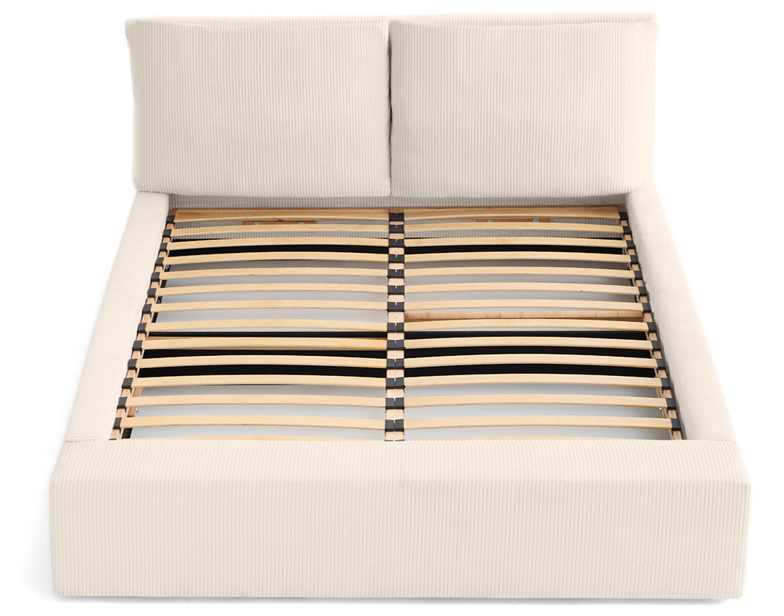 Lit coffre 160x200 en velours côtelé sommier inclus Pivoine