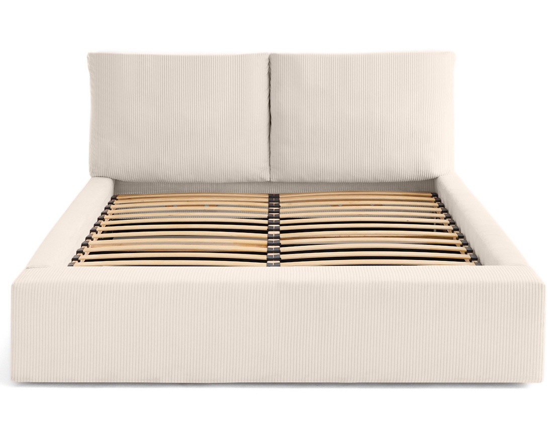 Lit coffre 160x200 en velours côtelé sommier inclus Pivoine