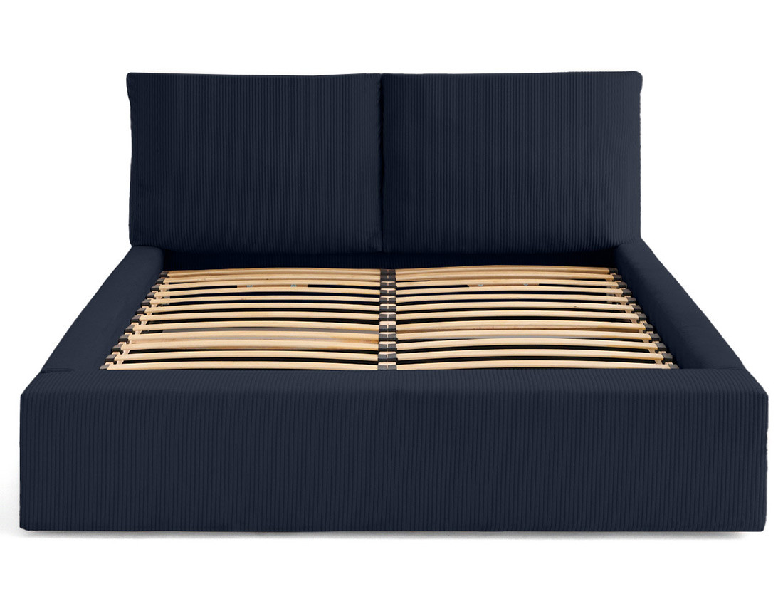 Lit coffre 160x200 en velours côtelé sommier inclus Pivoine