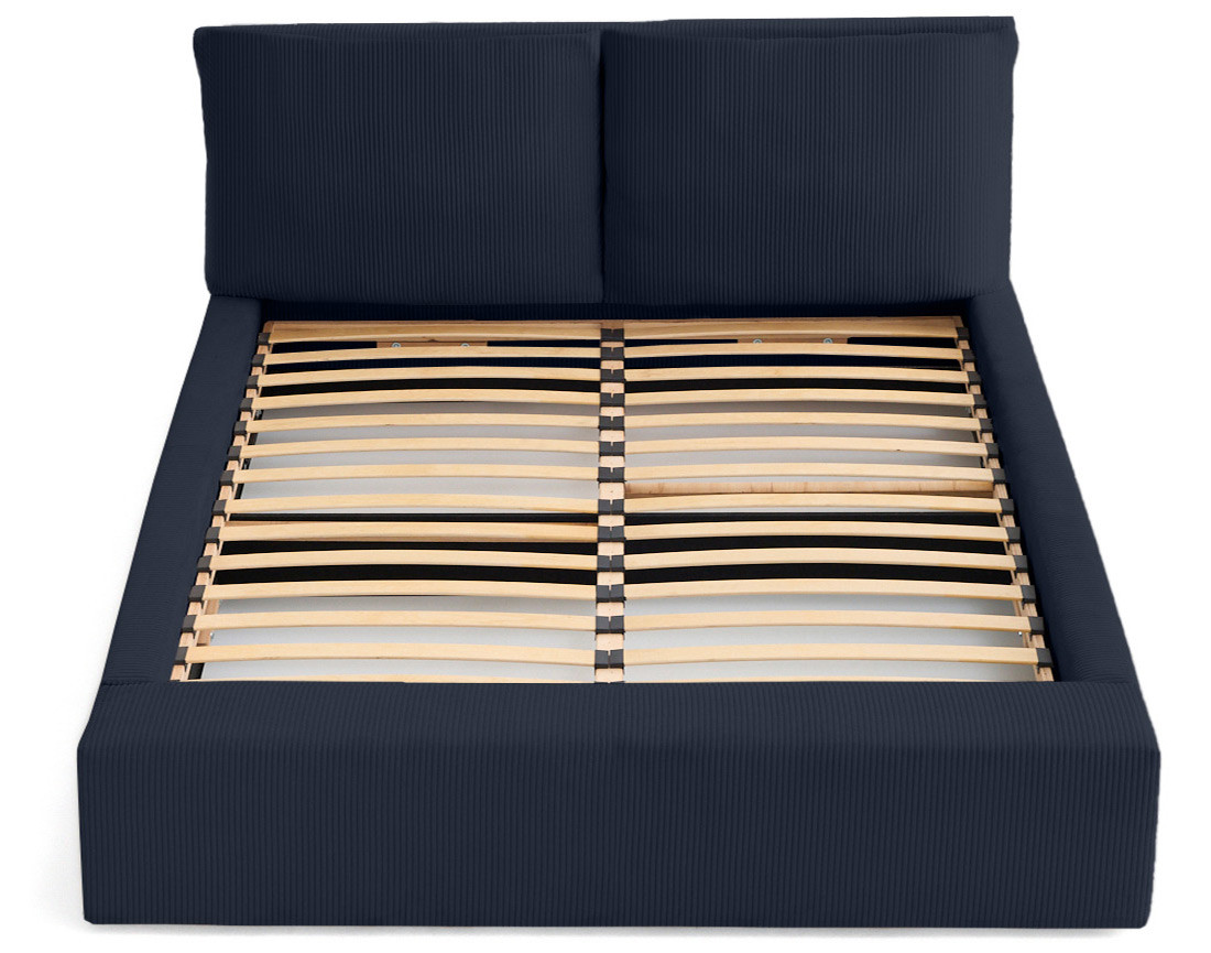 Lit coffre 160x200 en velours côtelé sommier inclus Pivoine