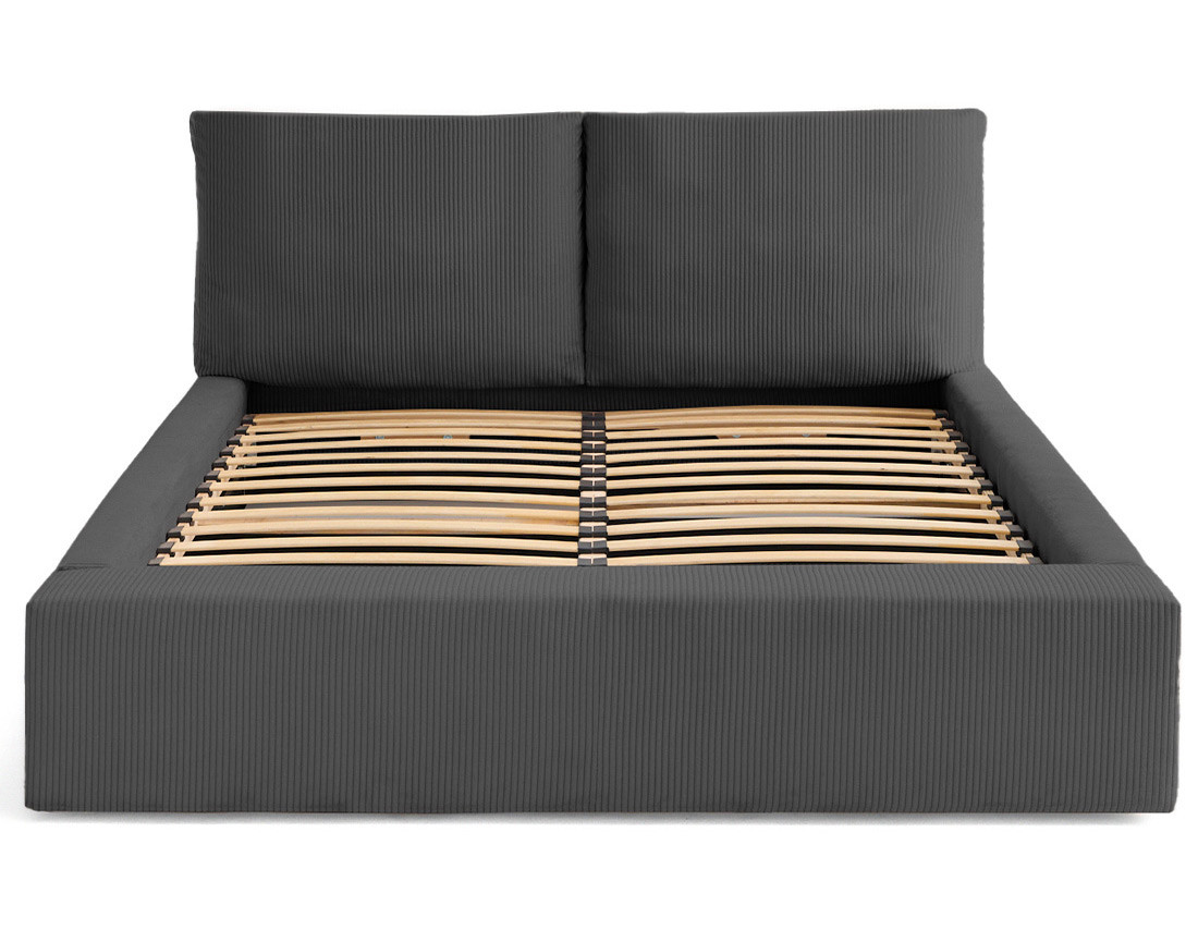 Lit coffre 160x200 en velours côtelé sommier inclus Pivoine